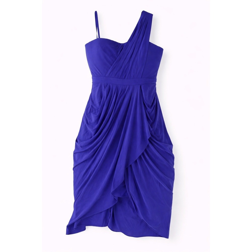 BCBGMAXAZRIA NEW WITH TAGS "Julieta"‎ One-Shoulder Draped Dress in Royal Blue